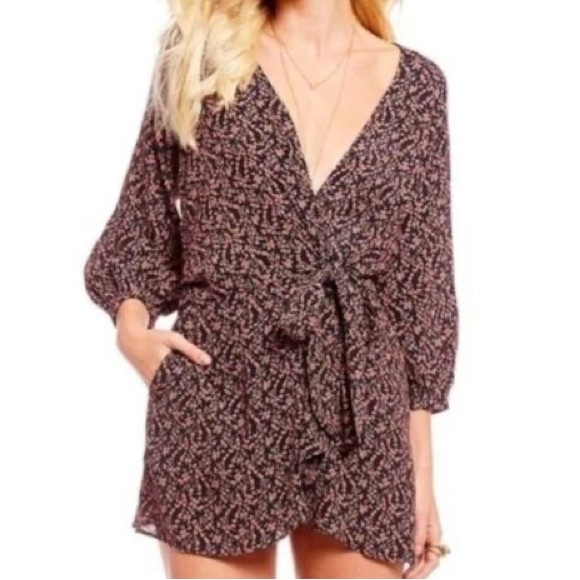 NWT Free People Clara Floral Surplice Skirt Tie Front 3/4 Sleeve Dress Size XS - Picture 1 of 12